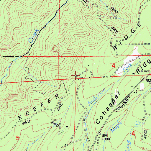 Topographic Map of Keefer Ridge, CA
