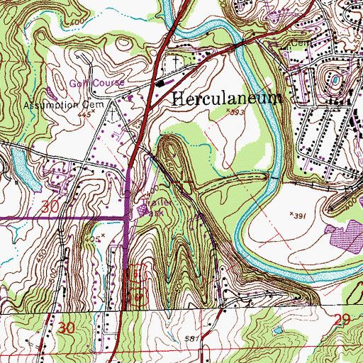 Topographic Map of Herculaneum Fire Department, MO