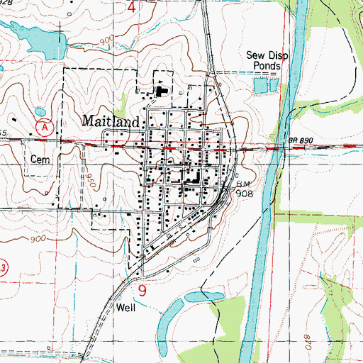 Topographic Map of Maitland Volunteer Fire Protection District, MO
