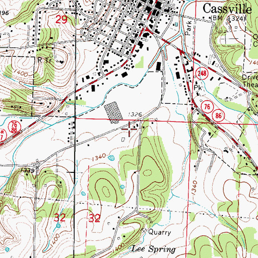 Topographic Map of Cassville Fire Protection District Station 1, MO