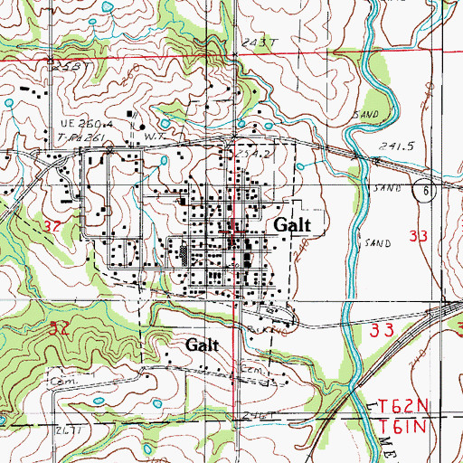 Topographic Map of Galt Fire Protection District, MO