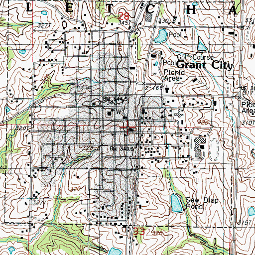 Topographic Map of Worth County Fire Protection District, MO