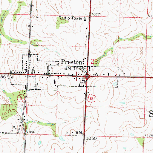 Topographic Map of Preston Area Volunteer Fire Department, MO