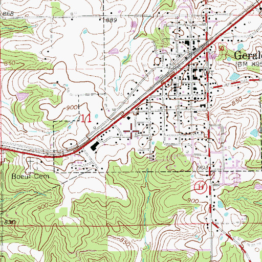 Topographic Map of Gerald - Rosebud Fire Protection District Station 2, MO