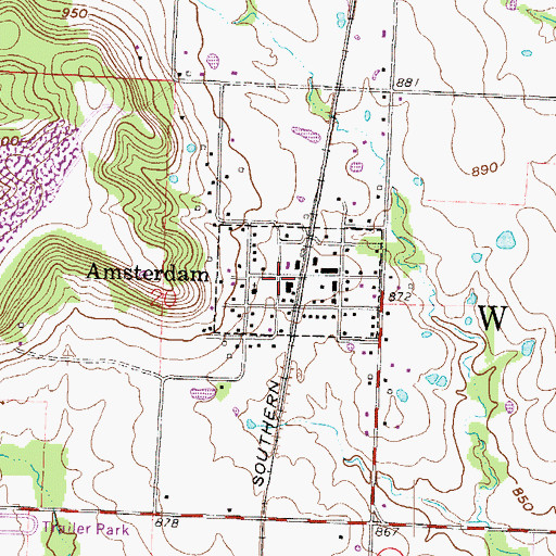 Topographic Map of Amsterdam Volunteer Fire Department, MO