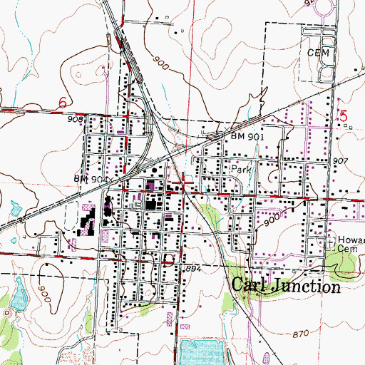 Topographic Map of Carl Junction Fire Protection District Station 1, MO