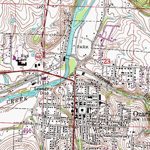 Topographic Map of Ozark Fire Protection District Station 1, MO
