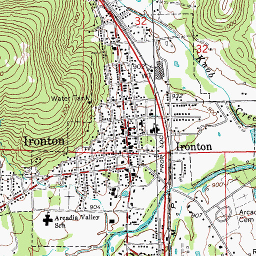 Topographic Map of Ironton Fire Department, MO