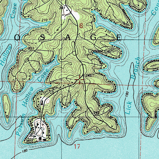 Topographic Map of Rocky Mount Fire Protection District Station 3, MO