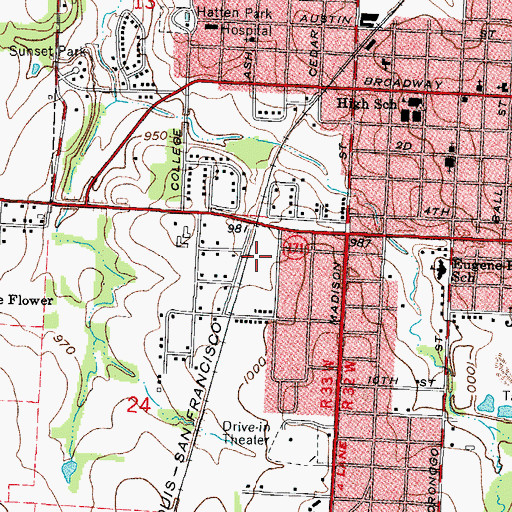 Topographic Map of Webb City Fire Department, MO