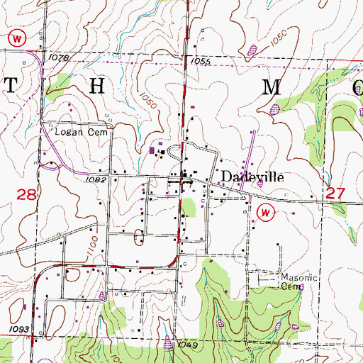 Topographic Map of Dadeville Fire Department, MO