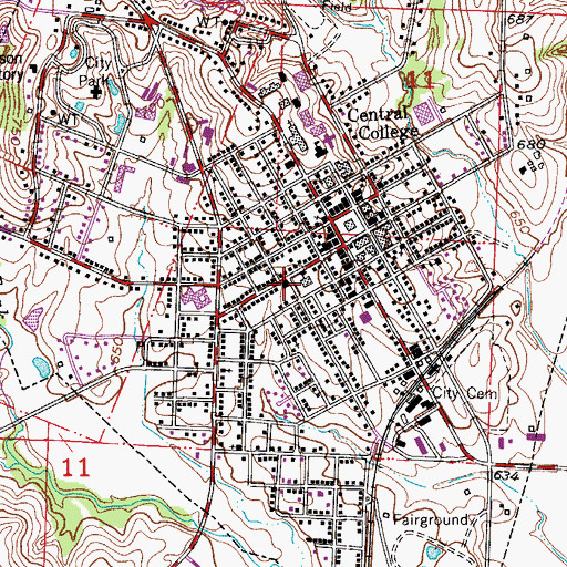 Topographic Map of Fayette Fire Department Howard County Fire Protection District Station 1, MO