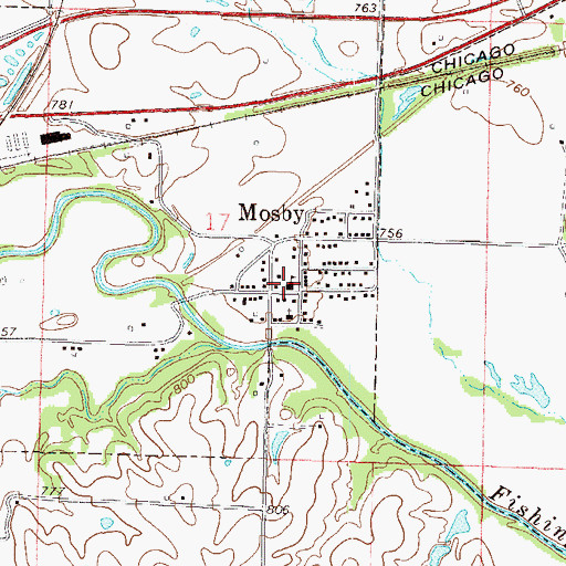 Topographic Map of Fishing River Fire Protection District, MO