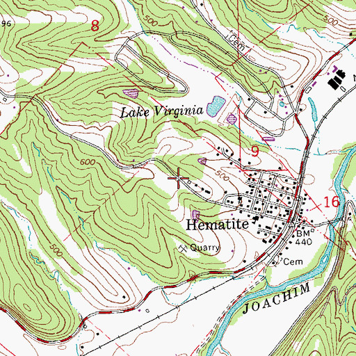 Topographic Map of Hematite Fire Protection District, MO