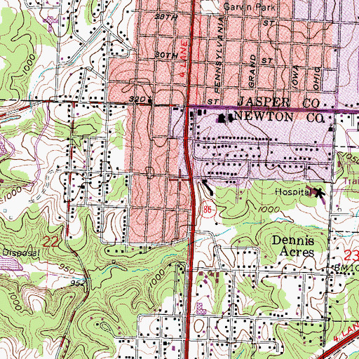 Topographic Map of Joplin Fire Department Station 4, MO