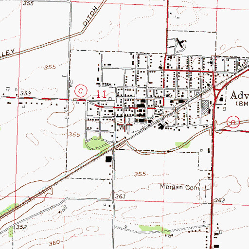 Topographic Map of Advance Fire Department, MO