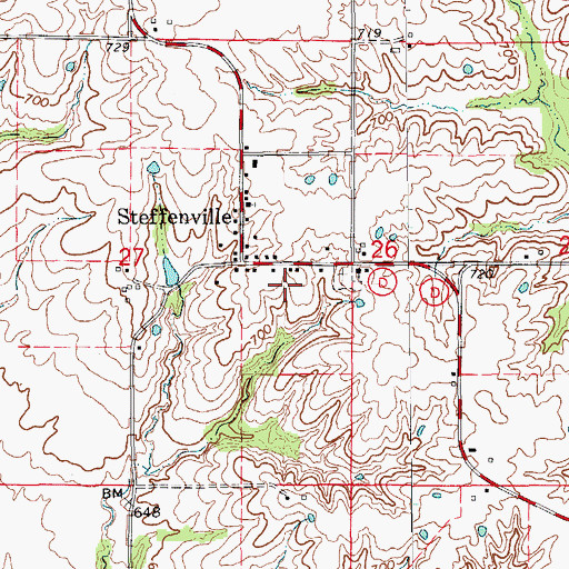 Topographic Map of La Belle Fire Protection District Steffenville, MO