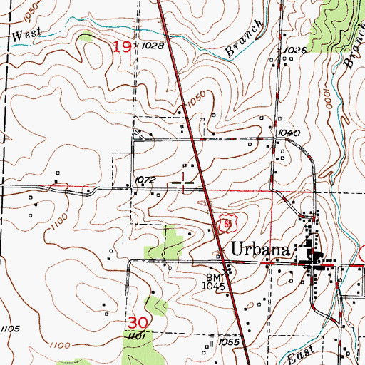 Topographic Map of Urbana Rural Fire Department Station 1, MO