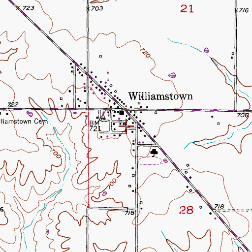 Topographic Map of Williamstown Volunteer Fire Department, MO
