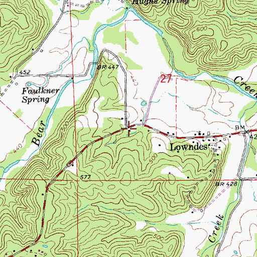 Topographic Map of Lowndes Volunteer Fire and Rescue, MO