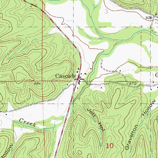 Topographic Map of Cascade Volunteer Fire Department, MO