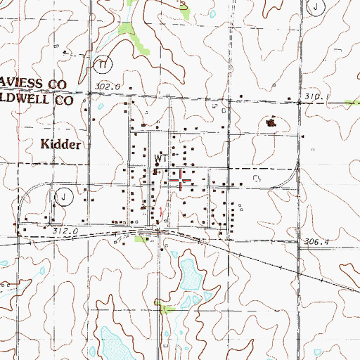 Topographic Map of Kidder - Altamont - Winston Volunteer Fire Protection District Kidder, MO