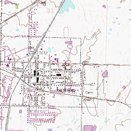 Topographic Map of Lawson Fire and Rescue Protection District, MO