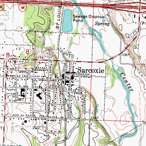 Topographic Map of Sarcoxie Volunteer Fire Department, MO