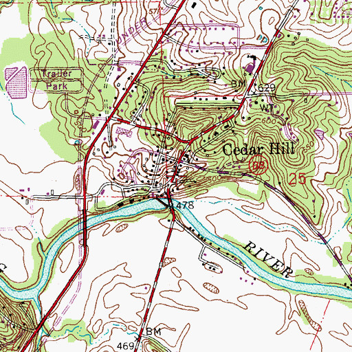Topographic Map of Cedar Hill Fire Protection District Station 1, MO