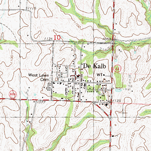 Topographic Map of Dekalb Volunteer Fire Department, MO