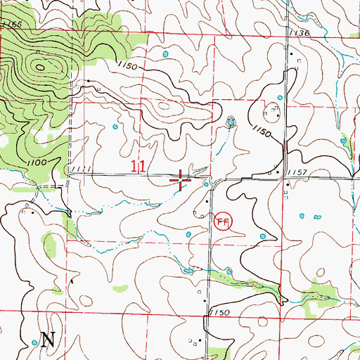 Topographic Map of Prairie Grove Fire Department, MO