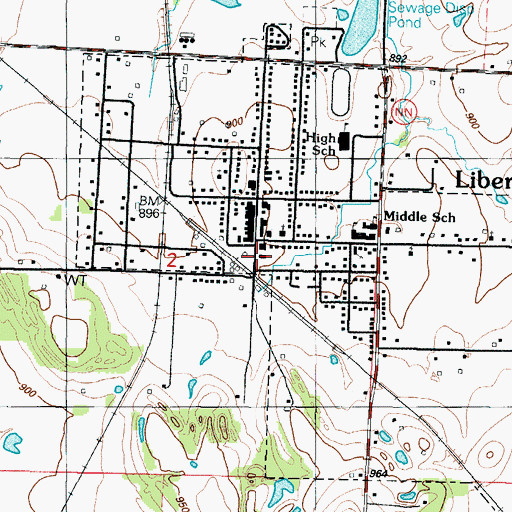 Topographic Map of Liberal Rural Fire Department, MO