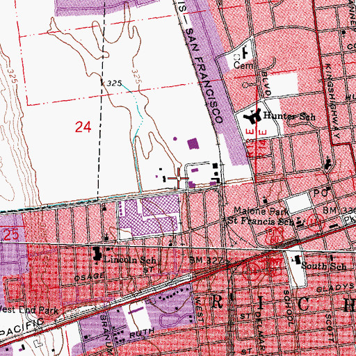 Topographic Map of Sikeston Public Safety Fire Division Station 1, MO