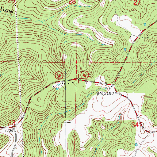 Topographic Map of Pontiac / Price Place Volunteer Fire Department Station 2, MO
