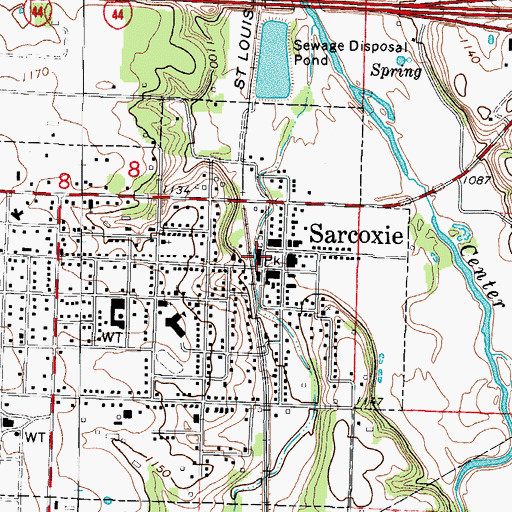 Topographic Map of Sarcoxie Police Department, MO