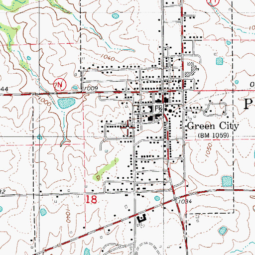 Topographic Map of Green City Rural Fire Department, MO