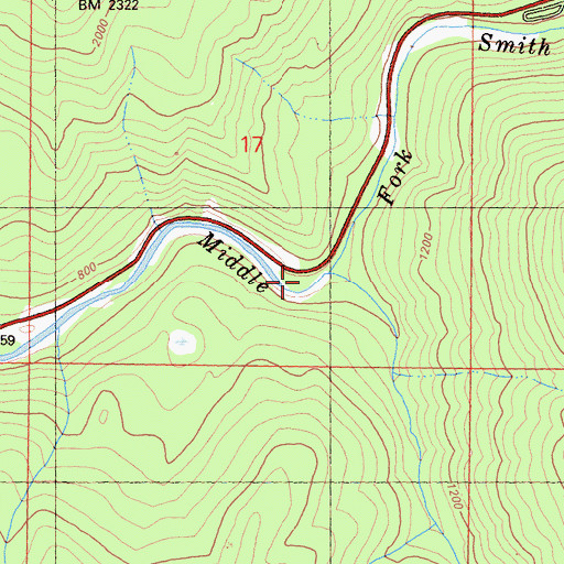 Topographic Map of Kelly Creek, CA