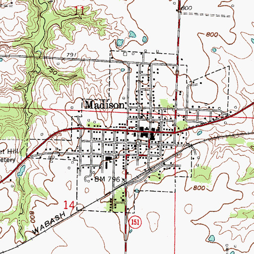 Topographic Map of Madison and West Monroe Fire Protection District, MO