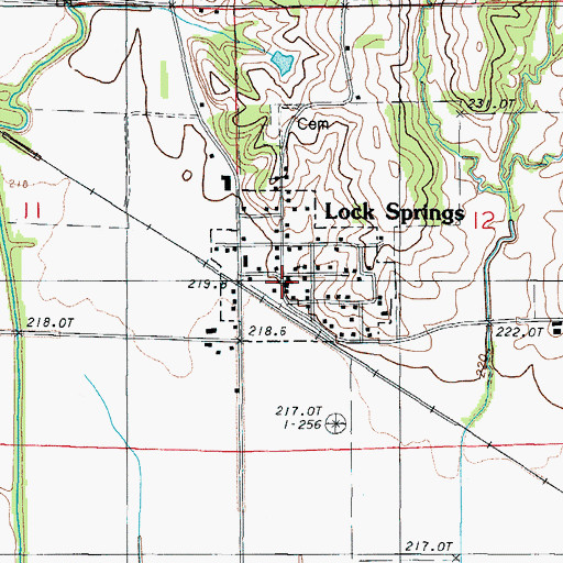 Topographic Map of Lock Springs Fire Protection District, MO