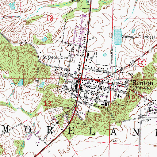 Topographic Map of Benton Volunteer Fire Department, MO