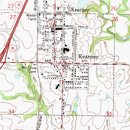 Topographic Map of Kearney Fire and Rescue Protection District, MO