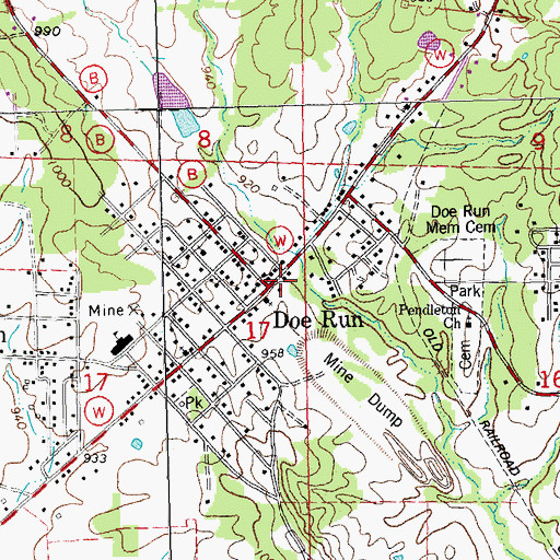 Topographic Map of Doe Run Fire Protection District, MO