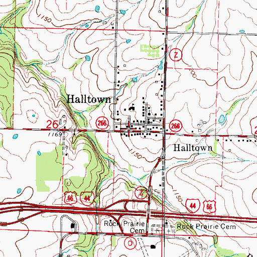 Topographic Map of Halltown Volunteer Fire Department Station 1, MO