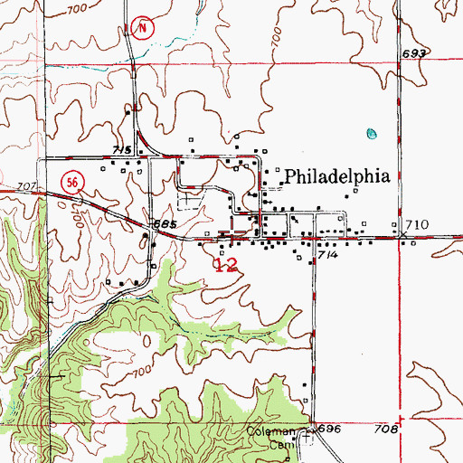 Topographic Map of Marion County R - 2 Fire Department, MO