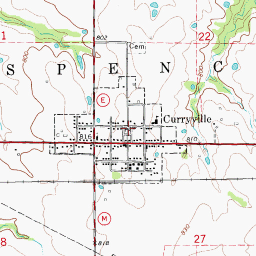 Topographic Map of Curryville Volunteer Fire Department, MO