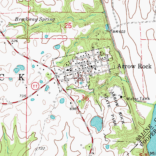 Topographic Map of Arrow Rock Community Volunteer Fire Department, MO
