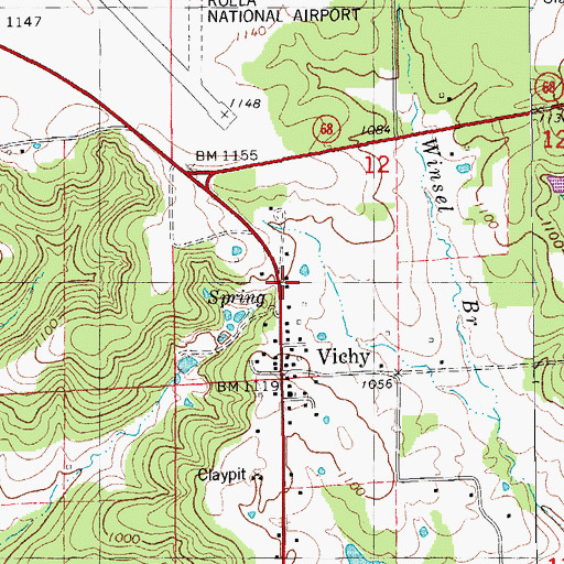 Topographic Map of Vichy Volunteer Fire Department, MO