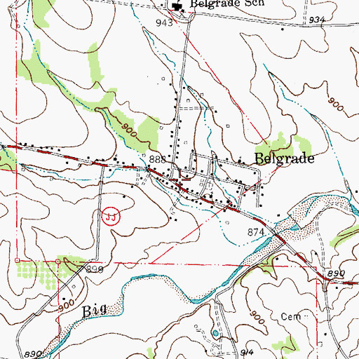 Topographic Map of Belgrade Volunteer Fire Department, MO