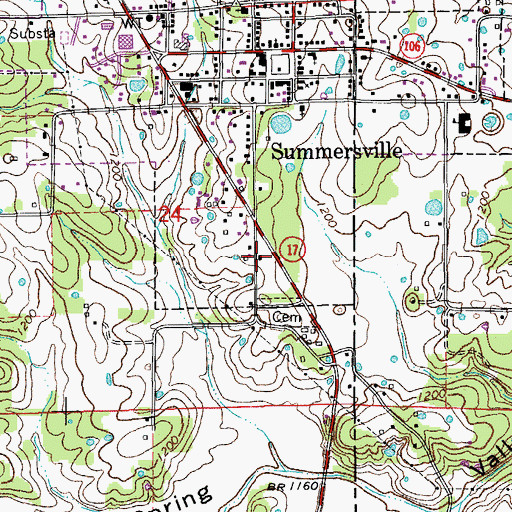 Topographic Map of Summersville Fire and Rescue, MO