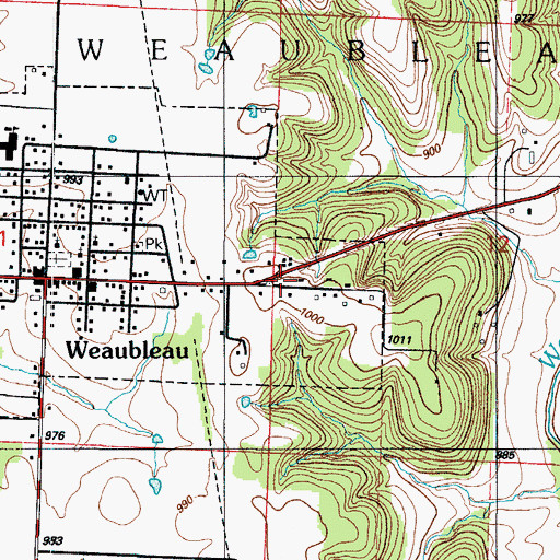Topographic Map of Weaubleau Lions Fire Department, MO